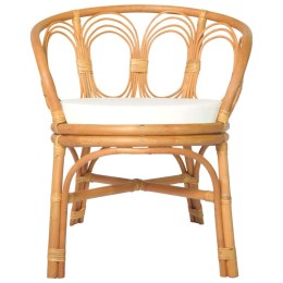  Krzesło stołowe z poduszką, jasnobrązowy naturalny rattan i len Lumarko!