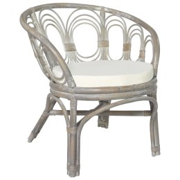  Krzesło stołowe z poduszką, szary naturalny rattan i len Lumarko!