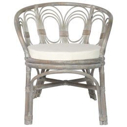  Krzesło stołowe z poduszką, szary naturalny rattan i len Lumarko!