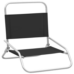  Składane krzesła plażowe, 2 szt., czarne, obite tkaniną Lumarko!