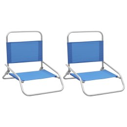  Składane krzesła plażowe, 2 szt., niebieskie, obite tkaniną Lumarko!