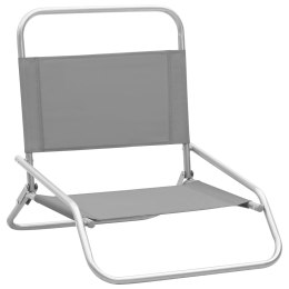  Składane krzesła plażowe, 2 szt., szare, obite tkaniną Lumarko!