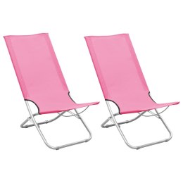  Składane krzesła plażowe, 2 szt., różowe, obite tkaniną Lumarko!