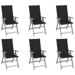  Rozkładane krzesła ogrodowe z poduszkami, 6 szt., lita akacja Lumarko!