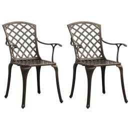  Krzesła ogrodowe 2 szt., odlewane aluminium, brązowe Lumarko!