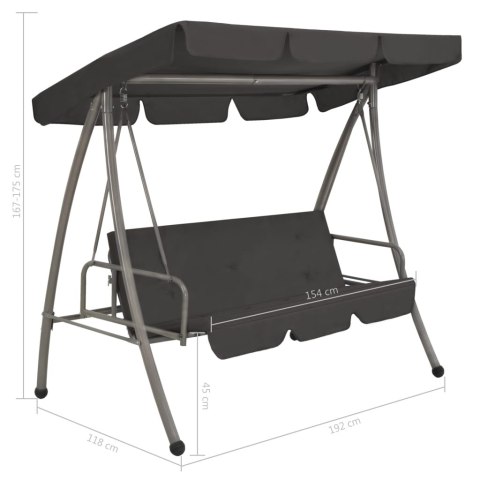  Huśtawka ogrodowa z baldachimem, 192x118x175 cm, antracyt, stal Lumarko!