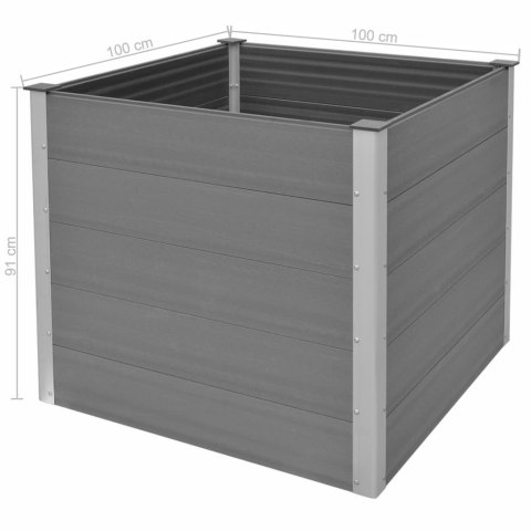  Podwyższona donica ogrodowa, WPC, 100x100x91 cm, szara Lumarko!