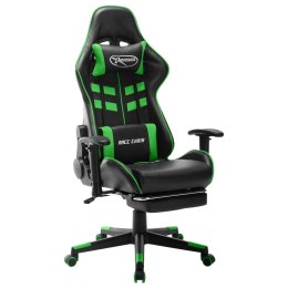  Fotel dla gracza z podnóżkiem, czarno-zielony, sztuczna skóra