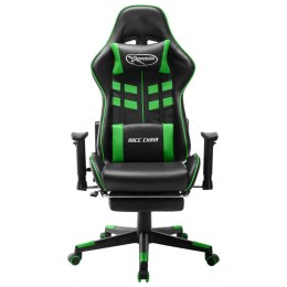  Fotel dla gracza z podnóżkiem, czarno-zielony, sztuczna skóra