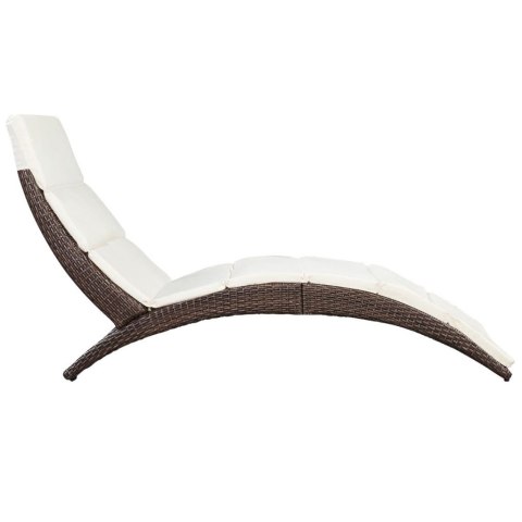  Leżak ogrodowy składany, z poduszką, polirattan, brązowy Lumarko!