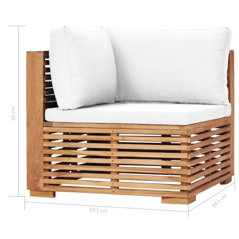 Narożne siedzisko ogrodowe z kremową poduszką, drewno tekowe Lumarko!