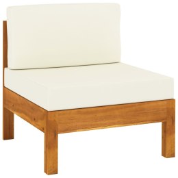 Lumarko 2 sofy środkowe z kremowymi poduszkami, lite drewno akacjowe