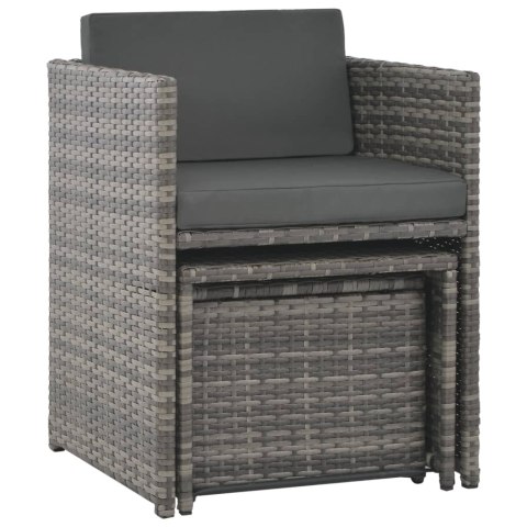  7-częściowy zestaw mebli ogrodowych + poduszki, rattan PE szary Lumarko!