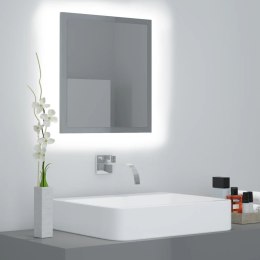 Lumarko Lustro łazienkowe LED, wysoki połysk, szare, 40x8,5x37cm, płyta