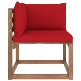  Ogrodowa sofa narożna z palet, z czerwonymi poduszkami Lumarko!