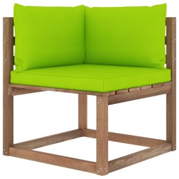  Ogrodowa sofa narożna z palet, z jasnozielonymi poduszkami Lumarko!