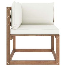  Ogrodowa sofa narożna z palet, z kremowymi poduszkami Lumarko!