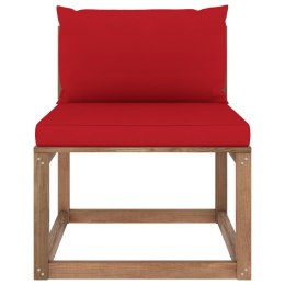  Ogrodowa sofa środkowa z palet, z czerwonymi poduszkami Lumarko!