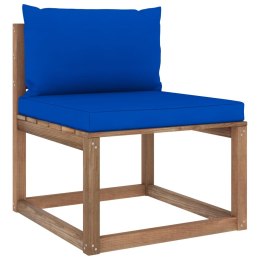  Ogrodowa sofa środkowa z palet, z niebieskimi poduszkami Lumarko!