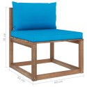 Ogrodowa sofa środkowa z palet, z jasnoniebieskimi poduszkami Lumarko!