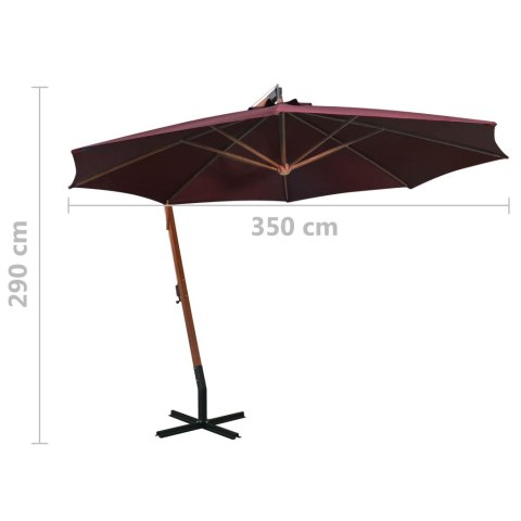  Parasol ogrodowy, na jodłowym słupku, bordowy, 3,5x2,9 m Lumarko!