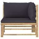  Narożna sofa ogrodowa z ciemnoszarymi poduszkami, bambusowa Lumarko!