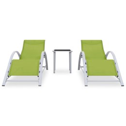  Leżaki ze stolikiem, 2 szt., aluminium, zielone Lumarko!