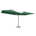  Podwójny parasol na stalowym słupku, 250 x 250 cm, zielony Lumarko!