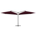  Podwójny parasol na stalowym słupku, 250 x 250 cm, bordowy Lumarko!