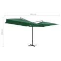  Podwójny parasol na stalowym słupku, 250 x 250 cm, zielony Lumarko!