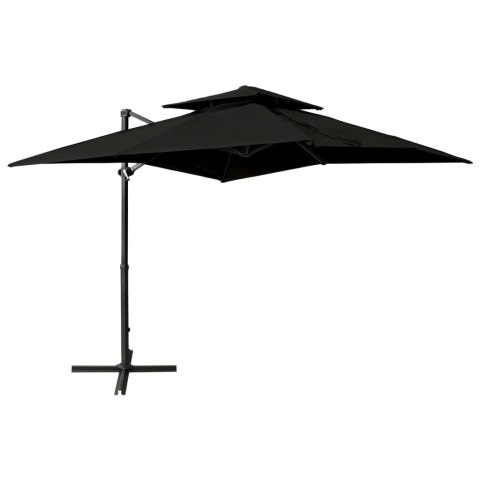  Parasol wiszący z podwójną czaszą, 250x250 cm, czarny Lumarko!