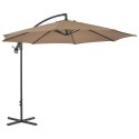  Parasol wiszący ze stalowym słupkiem, 300 cm, kolor taupe Lumarko!