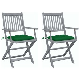  Składane krzesła ogrodowe, 2 szt., z poduszkami, akacjowe Lumarko!