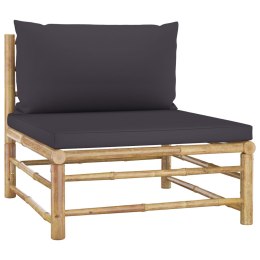  Środkowa sofa ogrodowa z ciemnoszarymi poduszkami, bambusowa Lumarko!