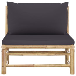  Środkowa sofa ogrodowa z ciemnoszarymi poduszkami, bambusowa Lumarko!