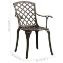 Krzesła ogrodowe 4 szt., odlewane aluminium, brązowe Lumarko!