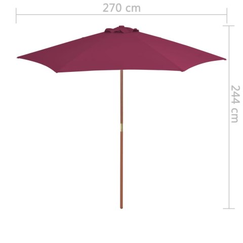  Parasol ogrodowy na drewnianym słupku, 270 cm, bordowy Lumarko!
