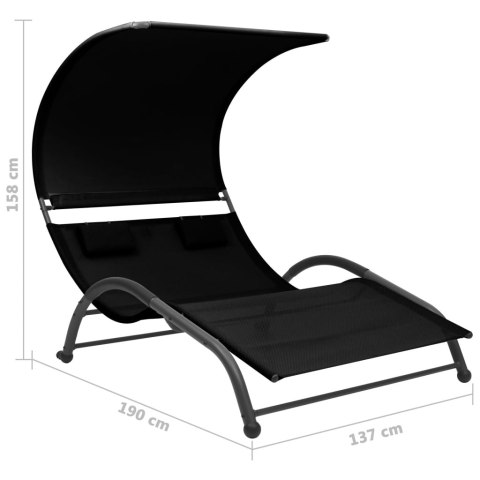  Podwójny leżak z baldachimem, tkanina textilene, czarny Lumarko!