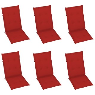  Poduszki na krzesła ogrodowe, 6 szt., czerwone, 120x50x4 cm Lumarko!
