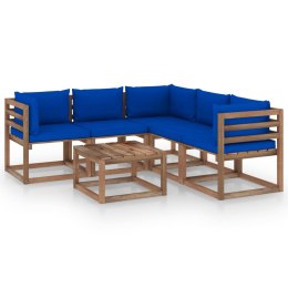  6-cz. zestaw wypoczynkowy do ogrodu, niebieskie poduszki, sosna Lumarko!