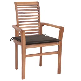  Krzesła stołowe z poduszkami taupe, 8 szt., lite drewno tekowe Lumarko!
