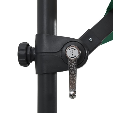  Parasol wiszący z LED i stalowym słupkiem, 250x250 cm, zielony Lumarko!