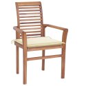  Krzesła stołowe, 2 szt., kremowe poduszki, drewno tekowe Lumarko!