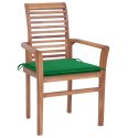  Krzesła stołowe, 2 szt., zielone poduszki, drewno tekowe Lumarko!