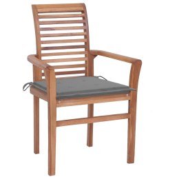  Krzesła stołowe z szarymi poduszkami, 6 szt., drewno tekowe Lumarko!