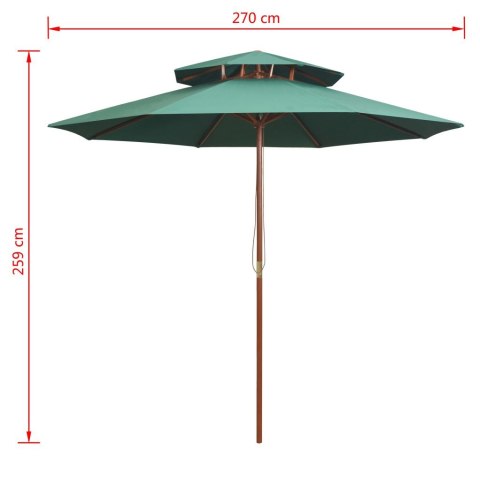  Parasol z podwójnym daszkiem, 270x270 cm drewno, zielony Lumarko!