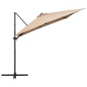  Parasol wiszący z LED i stalowym słupkiem, 250x250 cm, taupe Lumarko!