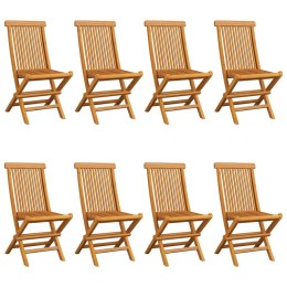  Krzesła ogrodowe z zielonymi poduszkami, 8 szt., drewno tekowe Lumarko!