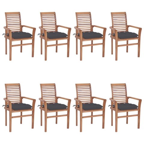  Krzesła stołowe 8 szt., z antracytowymi poduszkami, tekowe Lumarko!