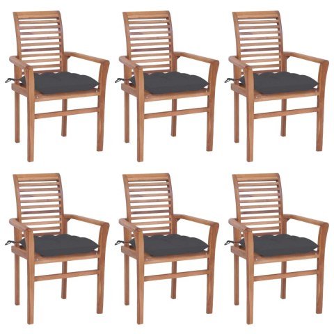  Krzesła stołowe z antracytowymi poduszkami, 6 szt., tekowe Lumarko!